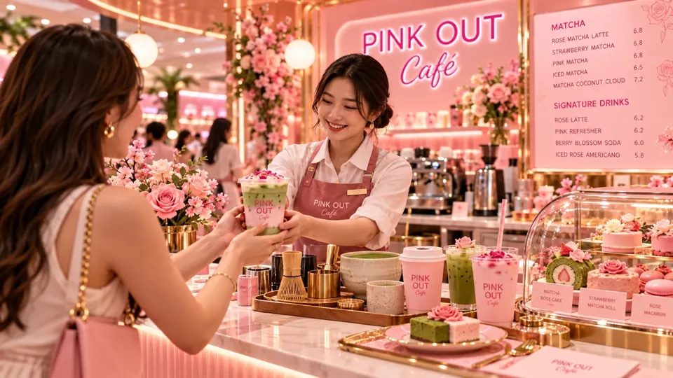 تصور تجربة صنع المشروبات والتواصل في PinkOut